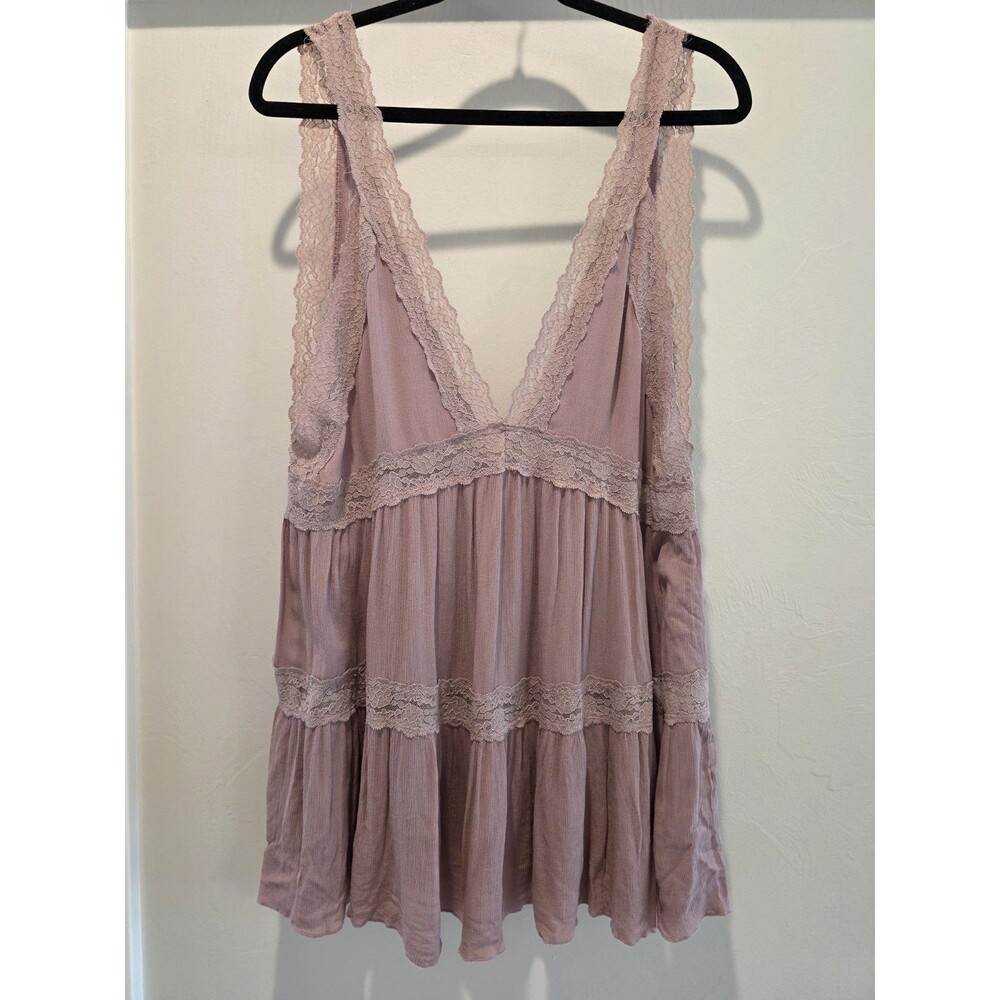 Free People Intimately Look Of Love Mini Slip Dress V-Neck Lace Womens S
